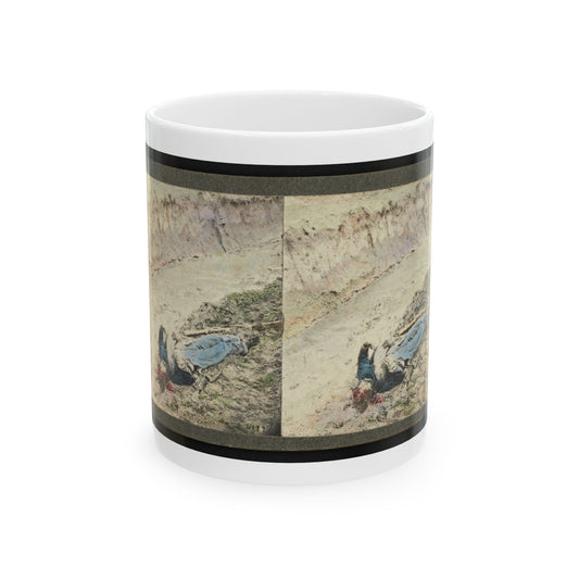 Dead Confederate Soldier In The Trenches Of Fort Mahone, Petersburg, Virginia 001 (U.S. Civil War) White Coffee Mug