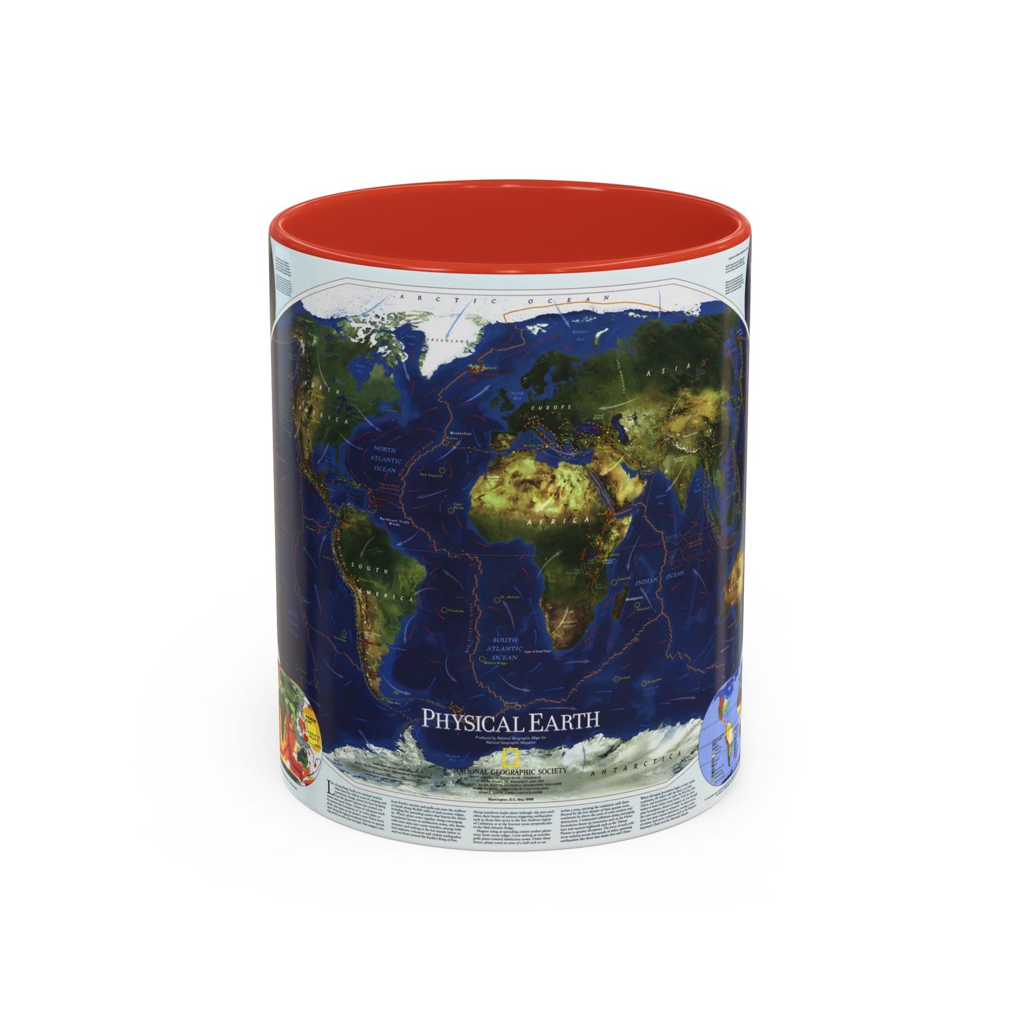 World Map - Physical Earth 1 (1998) (Map) Accent Coffee Mug