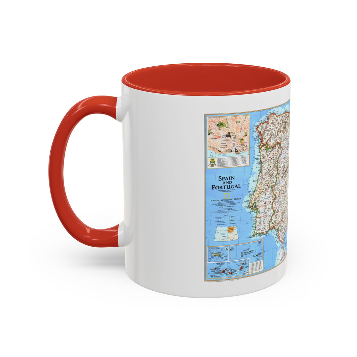 Spain and Portugal (1998) (Map) Accent Coffee Mug