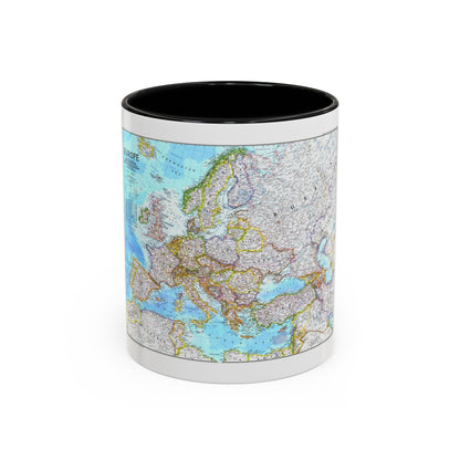 National Geographic political map of Europe extending into Turkey and North Africa, in cream and ocean blue.