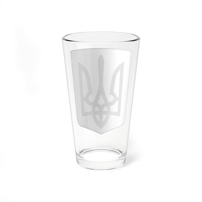 Lesser Coat of Arms of Ukraine bw (Ukraine) (Coat of Arms) Pint Glass 16oz