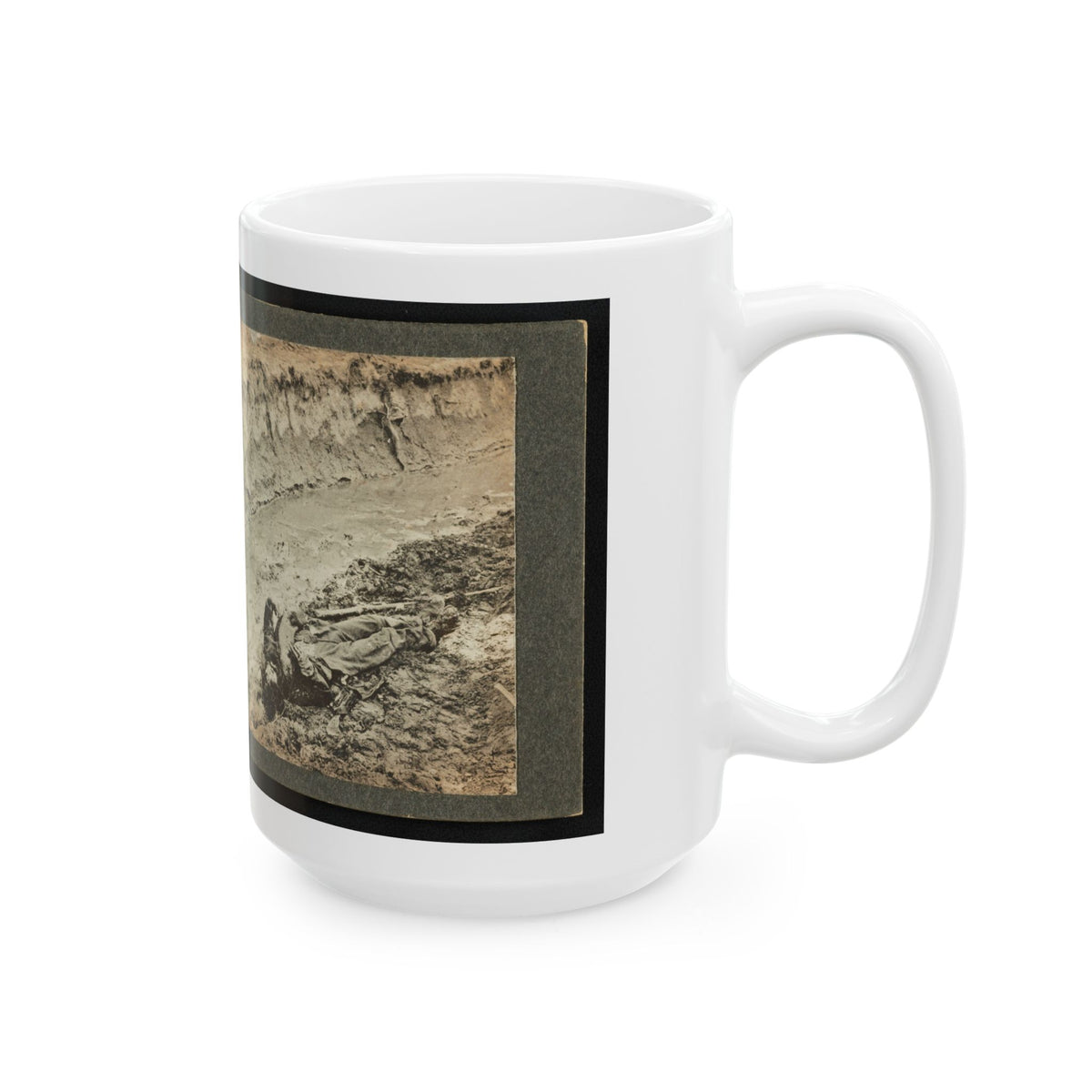 Dead Confederate Soldier In The Trenches Of Fort Mahone, Petersburg, Virginia (U.S. Civil War) White Coffee Mug