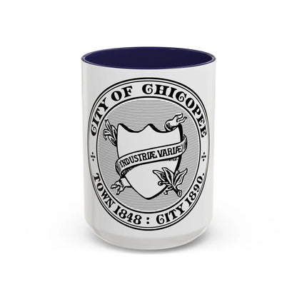 Seal of Chicopee Massachusetts - Accent Coffee Mug-15oz-Navy-Go Mug Yourself