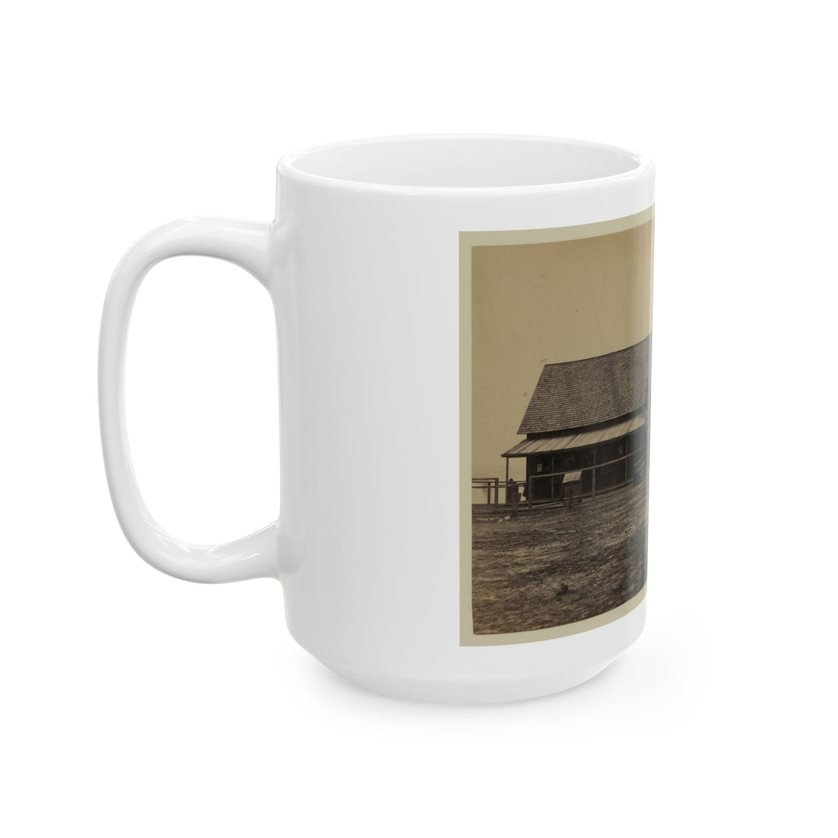 Workers Constructing A Wood Building (U.S. Civil War) White Coffee Mug