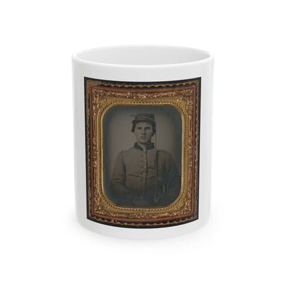 Unidentified Soldier In Confederate Uniform With Cavalry Sword (U.S. Civil War) White Coffee Mug
