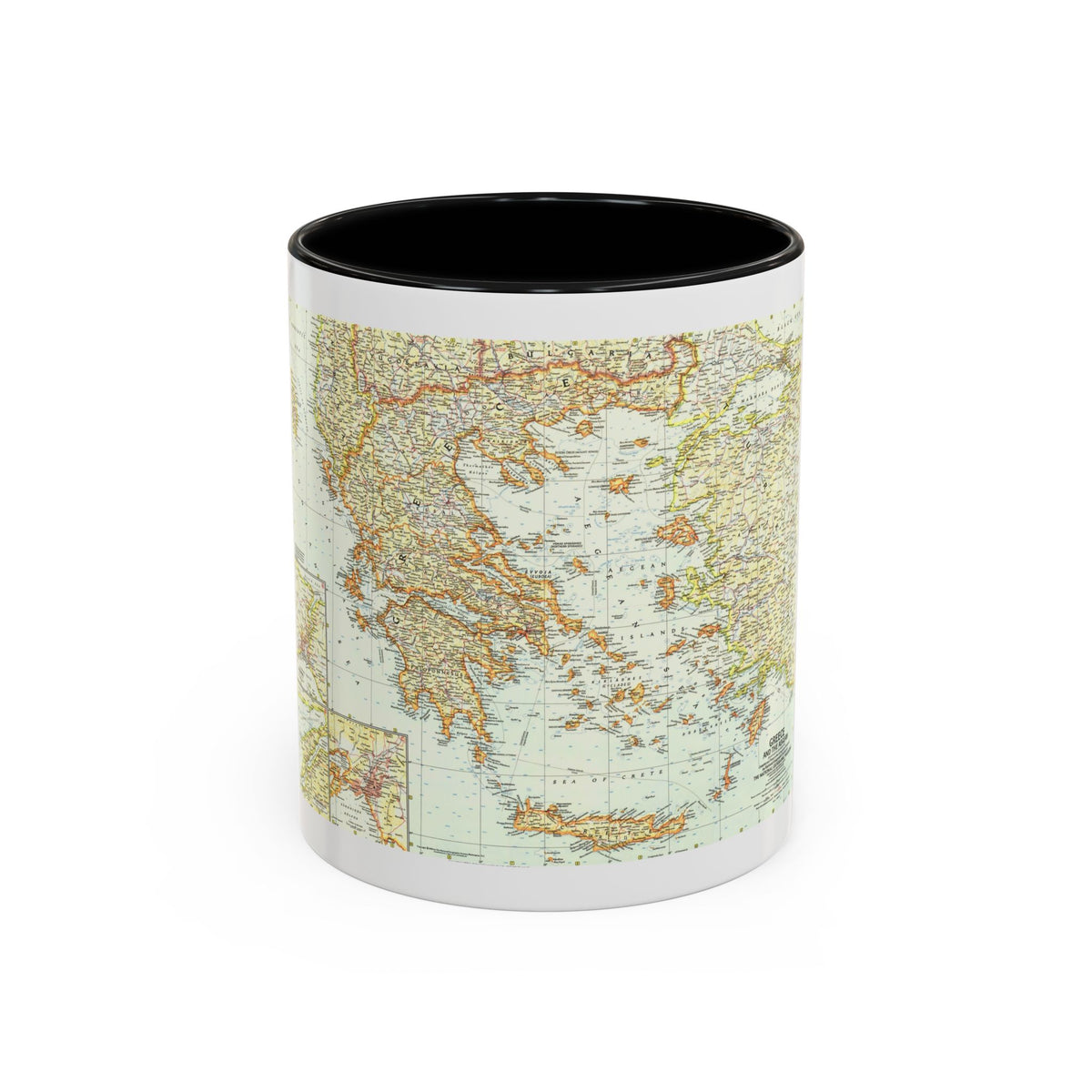 Greece and the Aegean (1958) (Map) Accent Coffee Mug