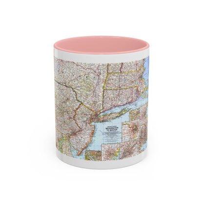 USA - Washington to Boston (1962) (Map) Accent Coffee Mug