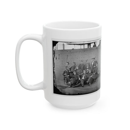 James River, Va. Officers Of The U.S.S. Monitor Grouped By The Turret (U.S. Civil War) White Coffee Mug