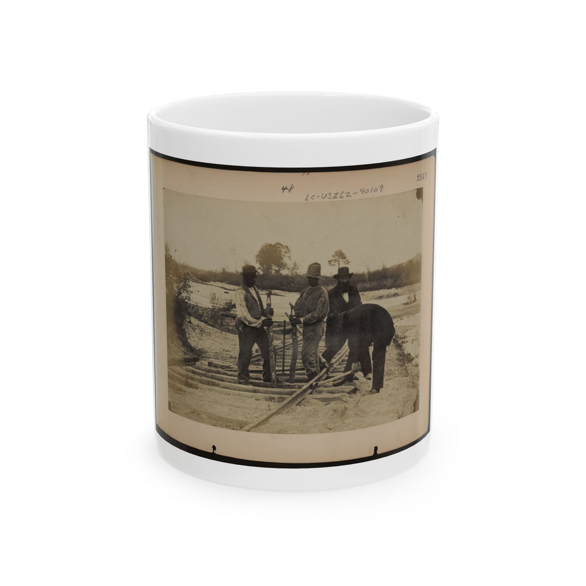 Military Railroad Operations In Northern Virginia  Men Using Levers For Loosening Rails 001 (U.S. Civil War) White Coffee Mug