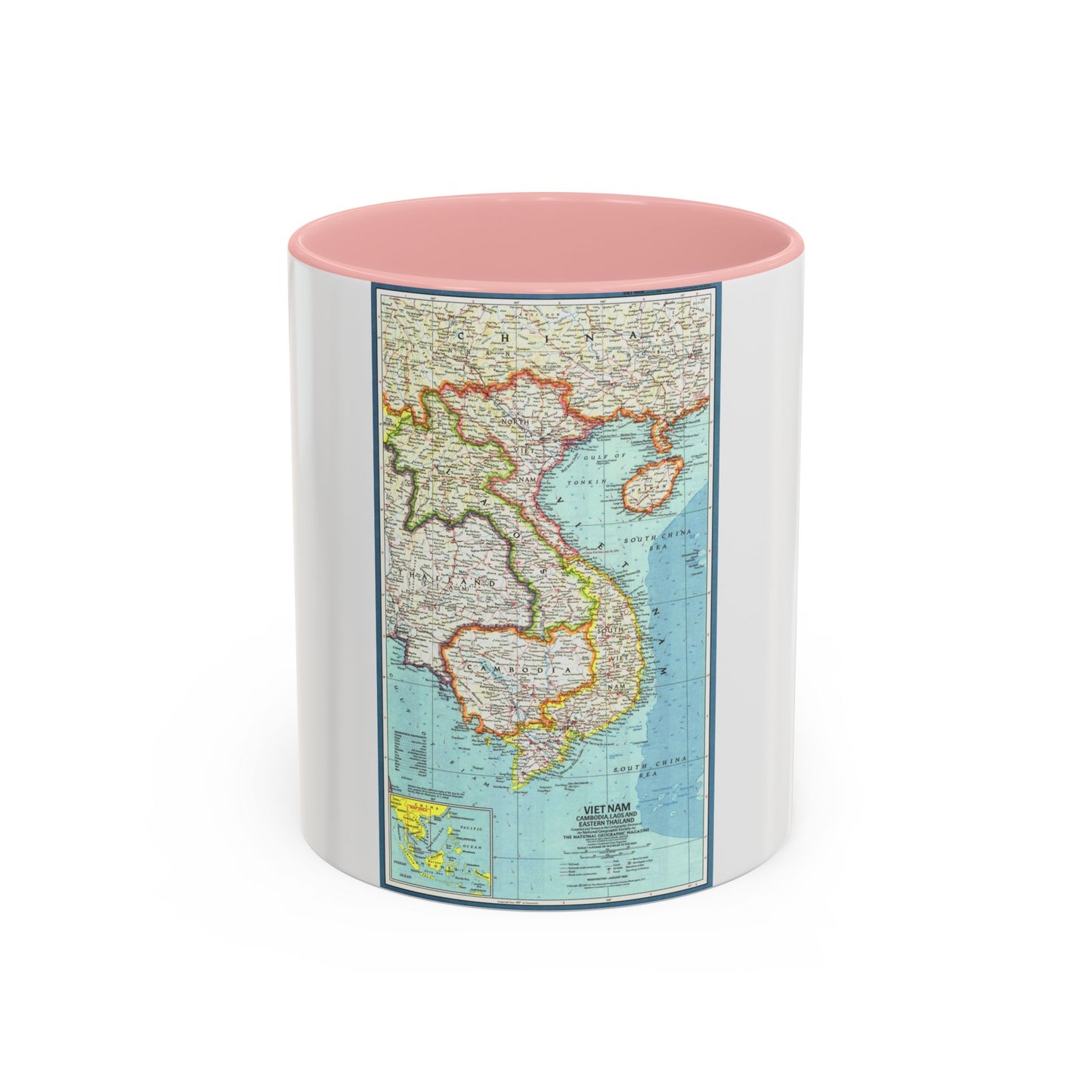 Asia - Viet Nam, Cambodia, Laos (1965) (Map) Accent Coffee Mug