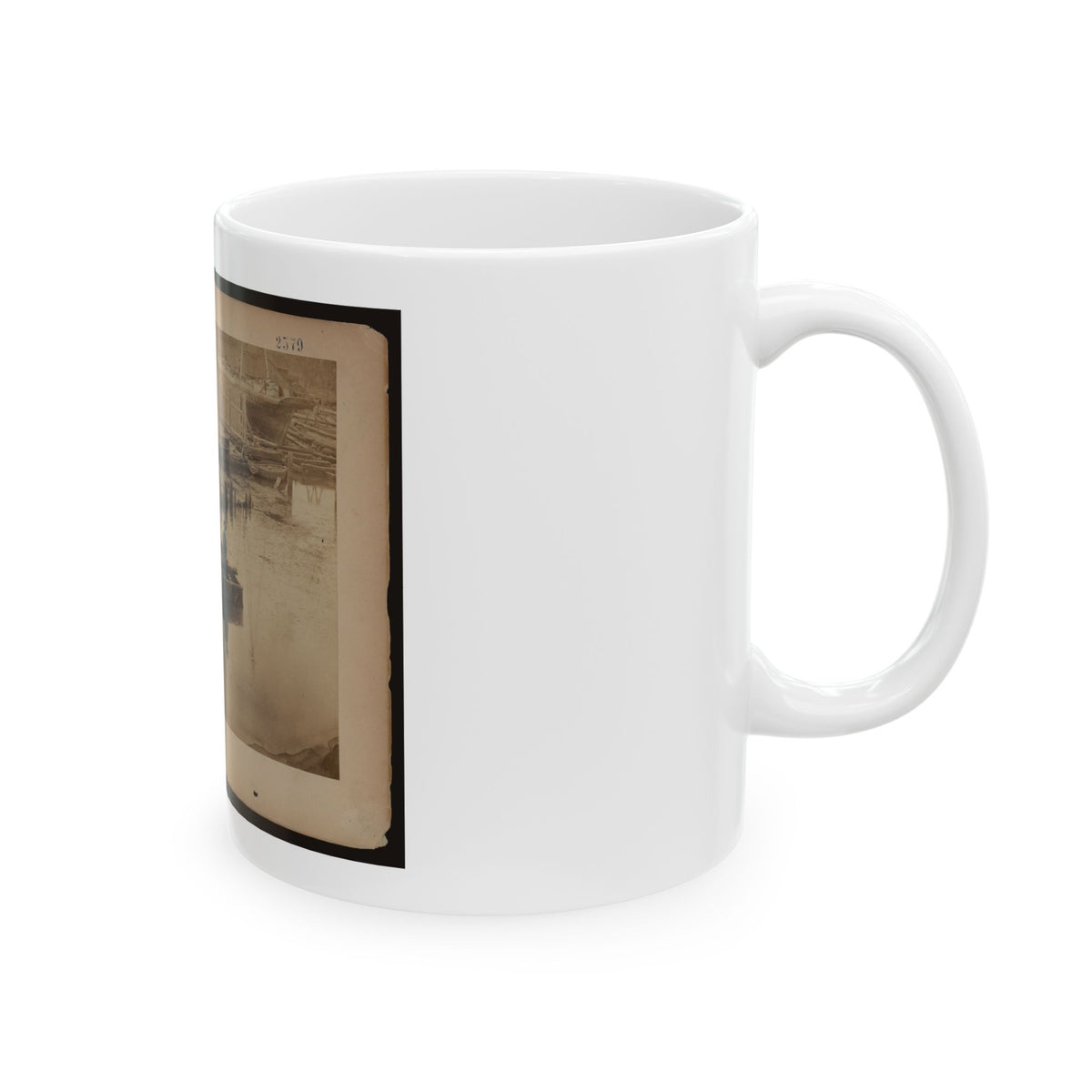 Military Construction In Northern Virginia  Raft Of Blanket Boats Ferrying Men And Timber Across The Potomac River (U.S. Civil War) White Coffee Mug