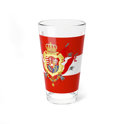 Flag of the Grand Duchy of Tuscany with Great Coat of arms (Italy) Pint Glass 16oz