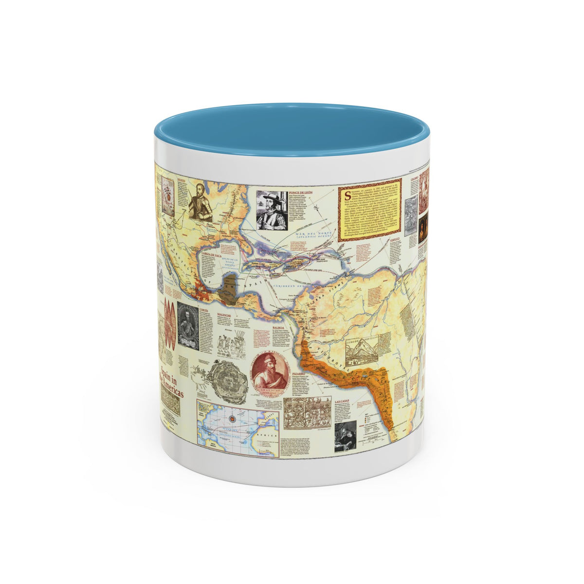 Americas - Spain in the (1992) (Map) Accent Coffee Mug