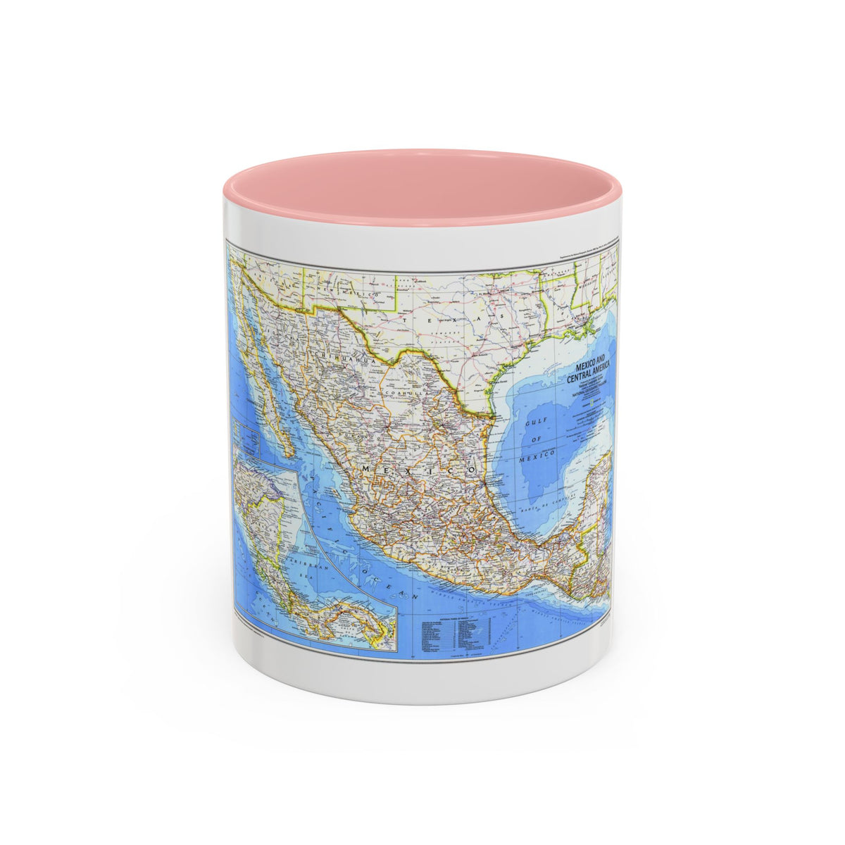Central America & Mexico (1980) (Map) Accent Coffee Mug