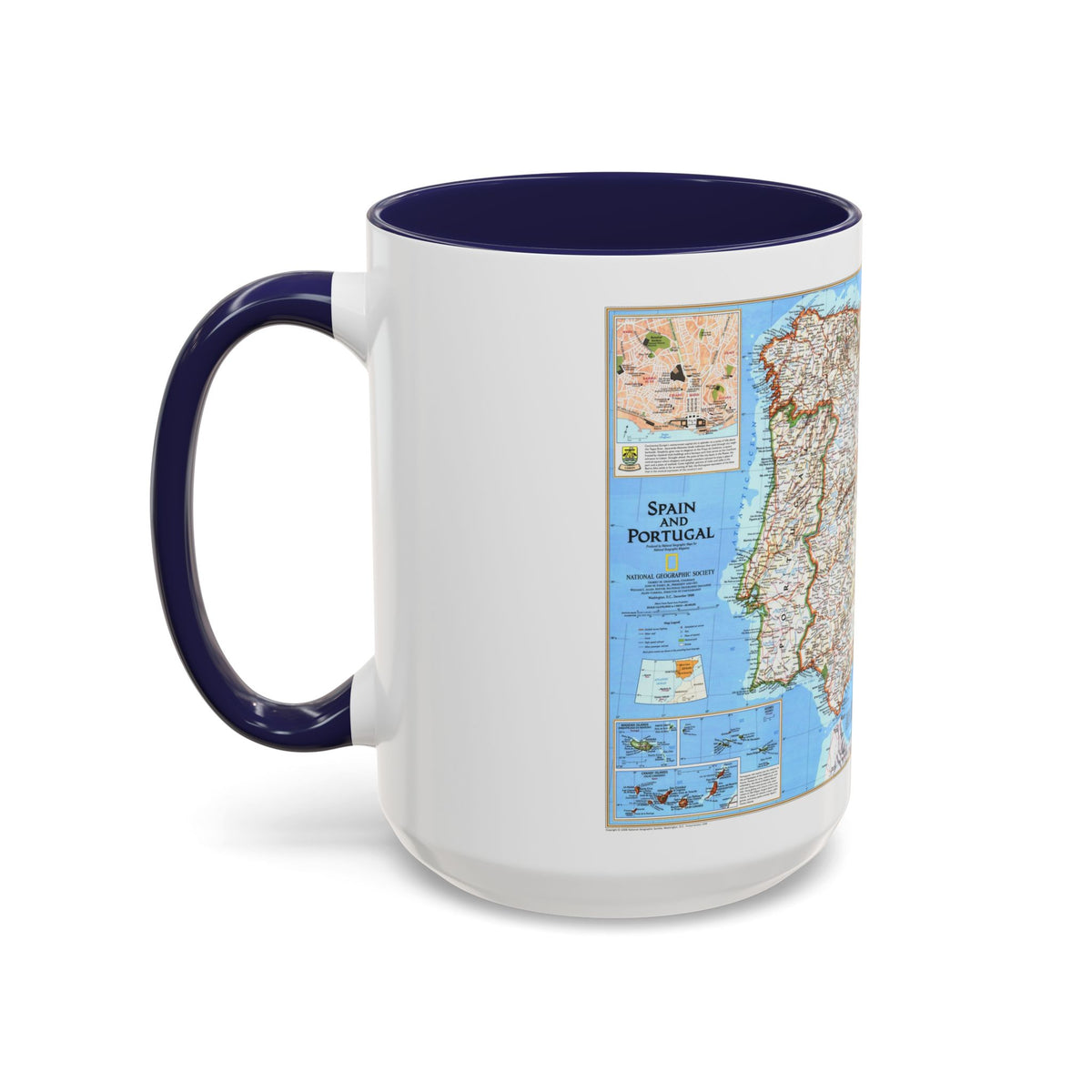 Spain and Portugal (1998) (Map) Accent Coffee Mug