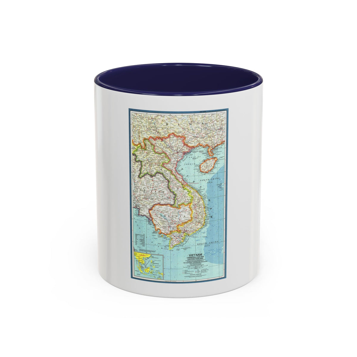 Asia - Viet Nam, Cambodia, Laos (1965) (Map) Accent Coffee Mug