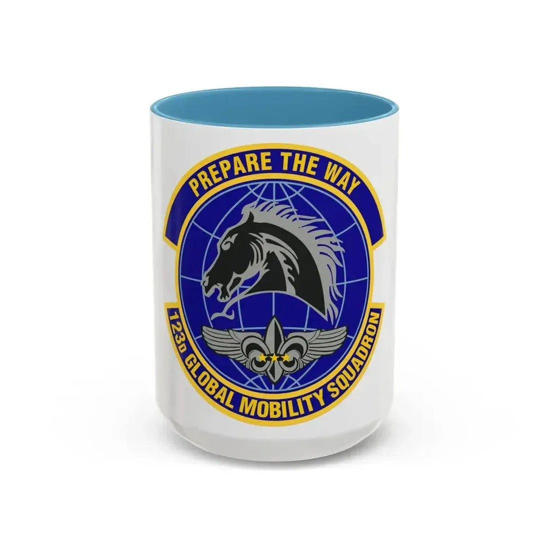 123d Global Mobility Squadron (U.S. Air Force) Accent Coffee Mug 15oz Light Blue - Go Mug Yourself