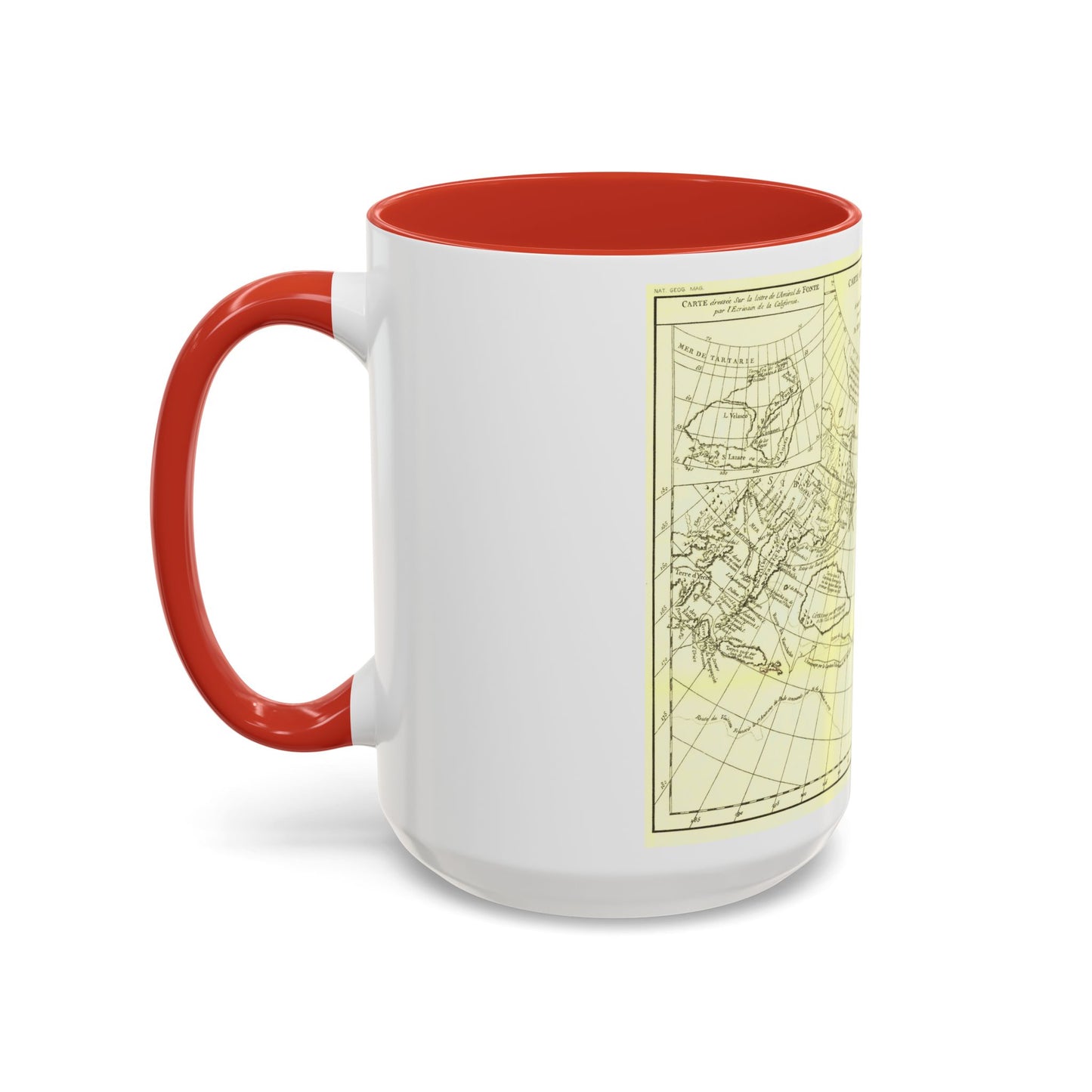 Carte Generale des Decouvertes de l'Amiral de Fonte (1762) (Map) Accent Coffee Mug