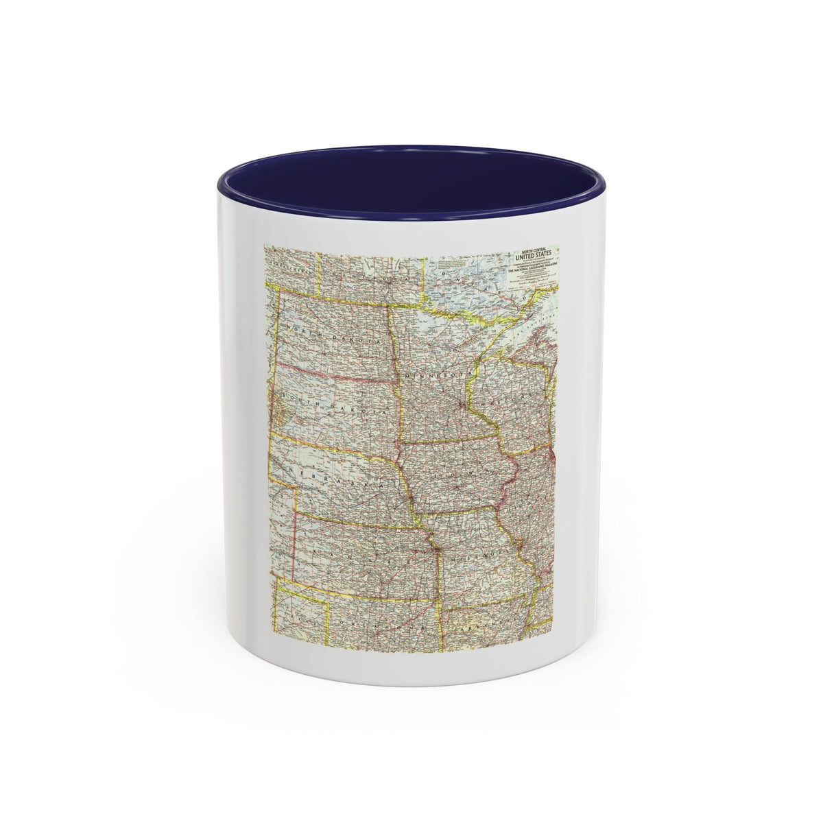 USA - North Central (1958) (Map) Accent Coffee Mug