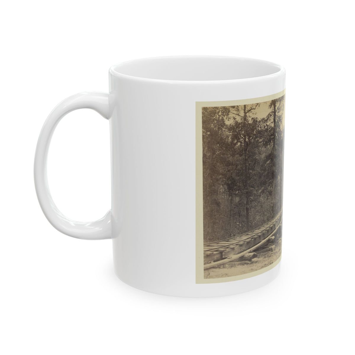 Railroad Bridge With Timber Trestles (U.S. Civil War) White Coffee Mug