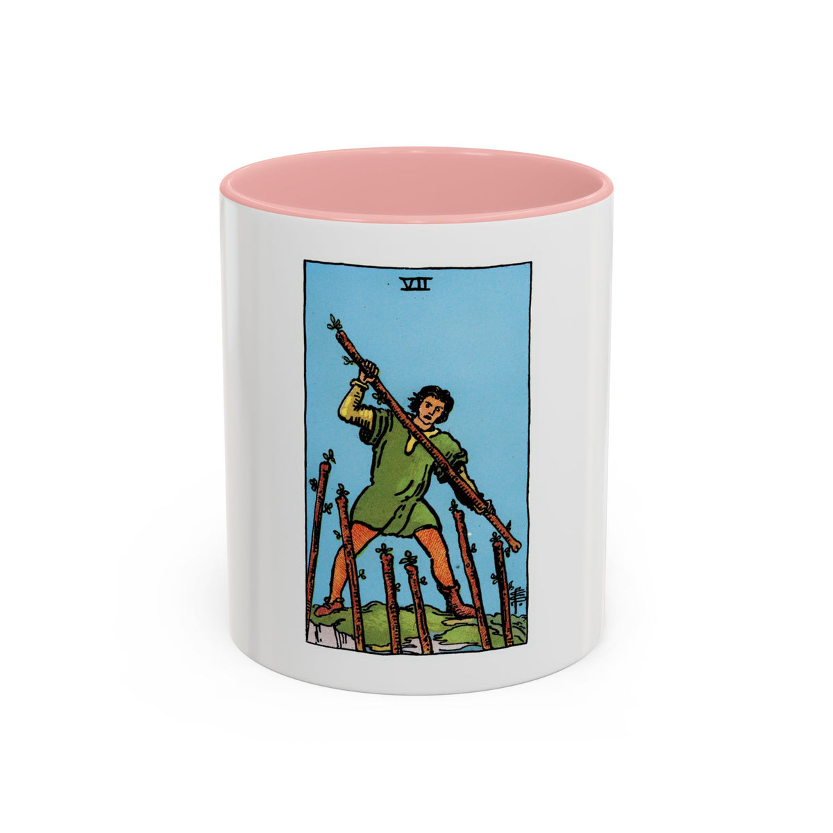 The 7 of Wands (Tarot Card) Accent Coffee Mug