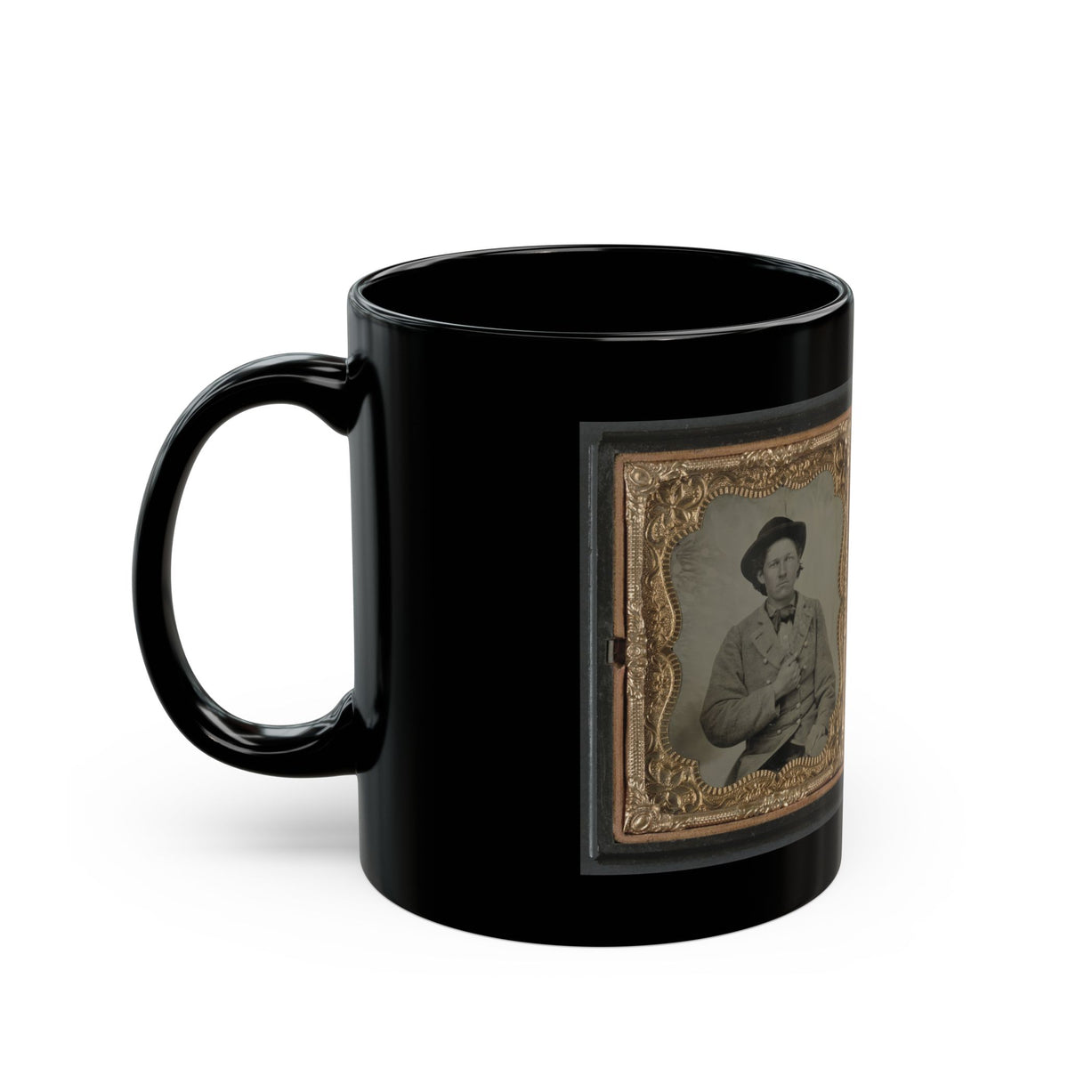 Unidentified Soldier In Confederate Uniform And Unidentified Woman (U.S. Civil War) Black Coffee Mug