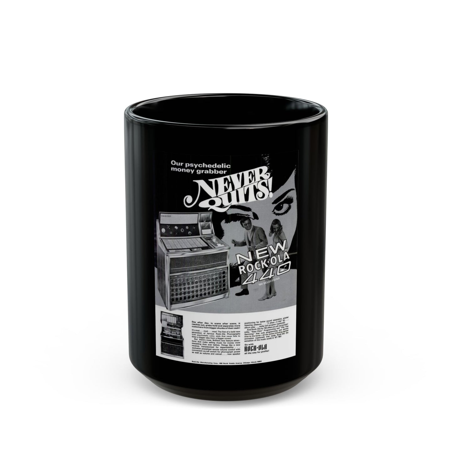 Rock-Ola 1969 (Music Poster) Black Coffee Mug-15oz-Go Mug Yourself