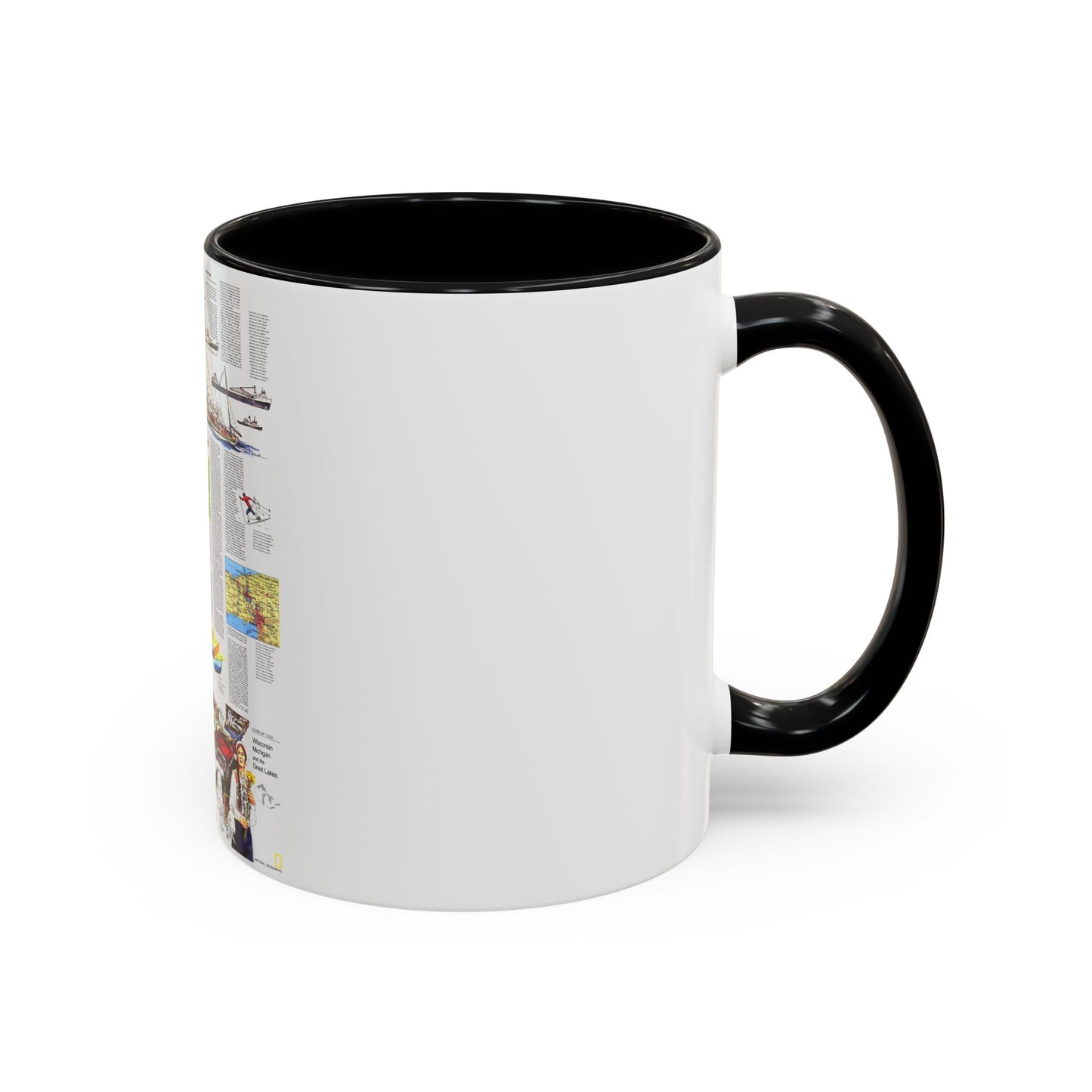 USA - Wisconsin, Michigan ,Great Lakes 2 (1973) (Map) Accent Coffee Mug