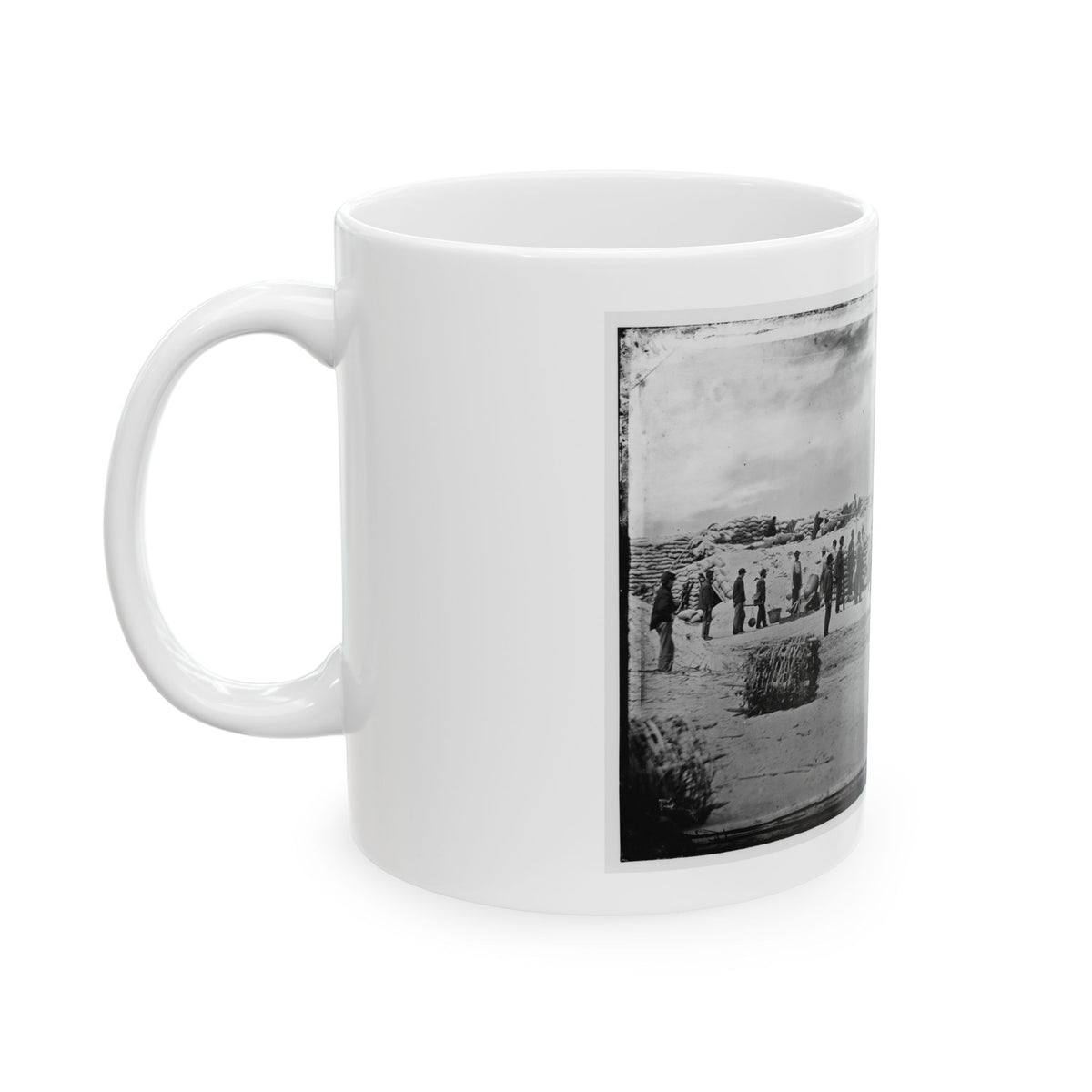Battery Reynolds. Five 10-Inch Siege Mortars Against Wagner (U.S. Civil War) White Coffee Mug