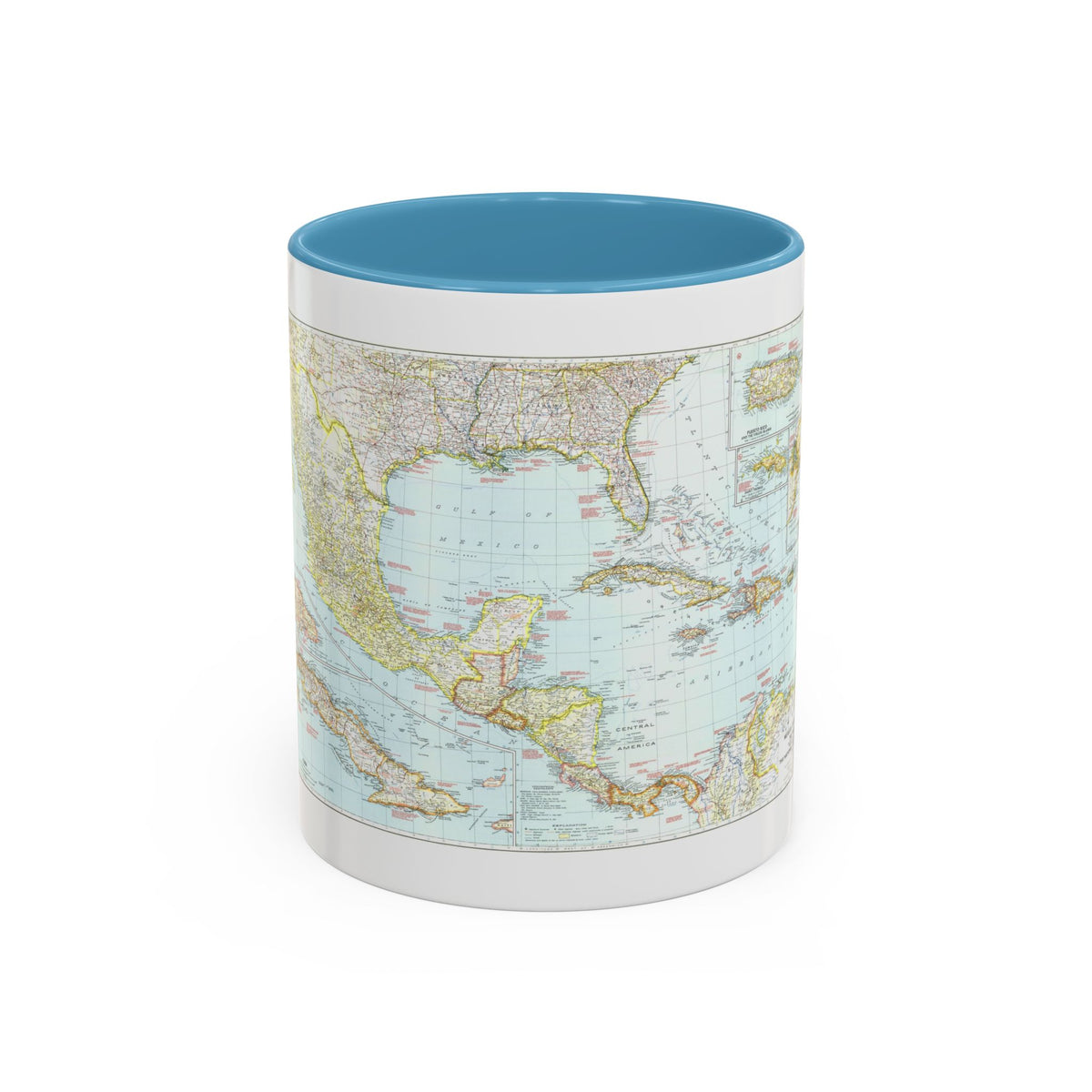 Central America & West Indies (1939) (Map) Accent Coffee Mug