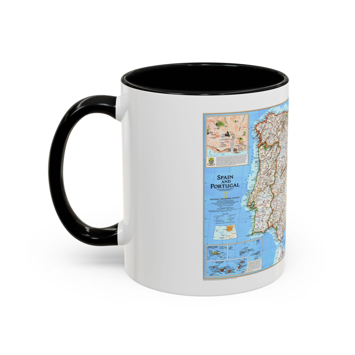 Spain and Portugal (1998) (Map) Accent Coffee Mug