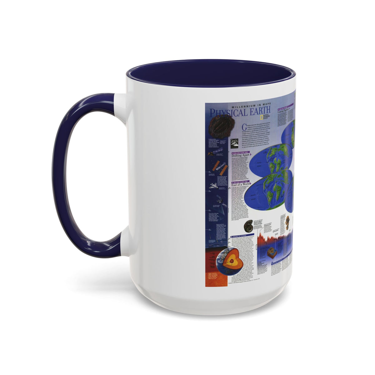World Map - Physical Earth 2 (1998) (Map) Accent Coffee Mug