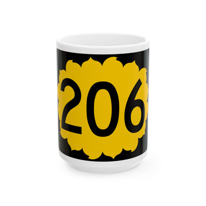 K-206 (Kansas) (Road Sign) White Coffee Mug