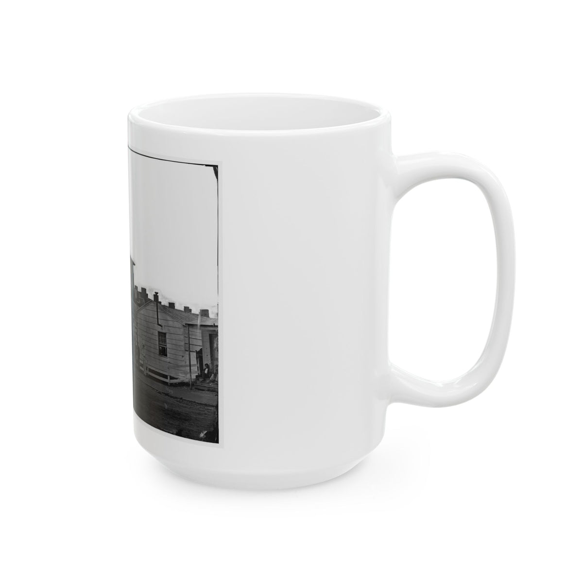 Washington, District Of Columbia. Eight Soldiers In Formation In Front Of Temporary Buildings (U.S. Civil War) White Coffee Mug