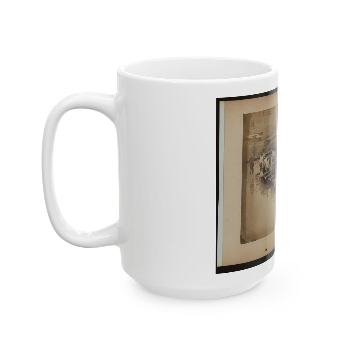 Military Construction In Northern Virginia  Raft Of Blanket Boats Ferrying Men And Timber Across The Potomac River (U.S. Civil War) White Coffee Mug