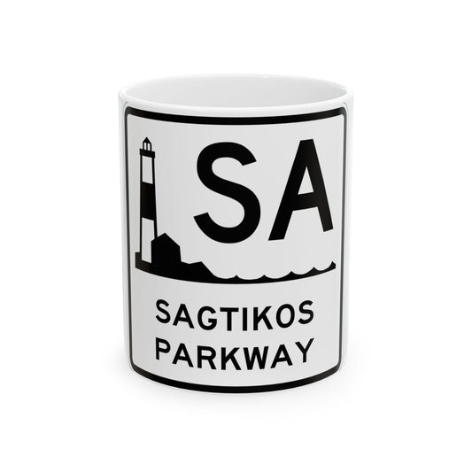 Sagtikos Pkwy Shield (New York) (Road Sign) White Coffee Mug
