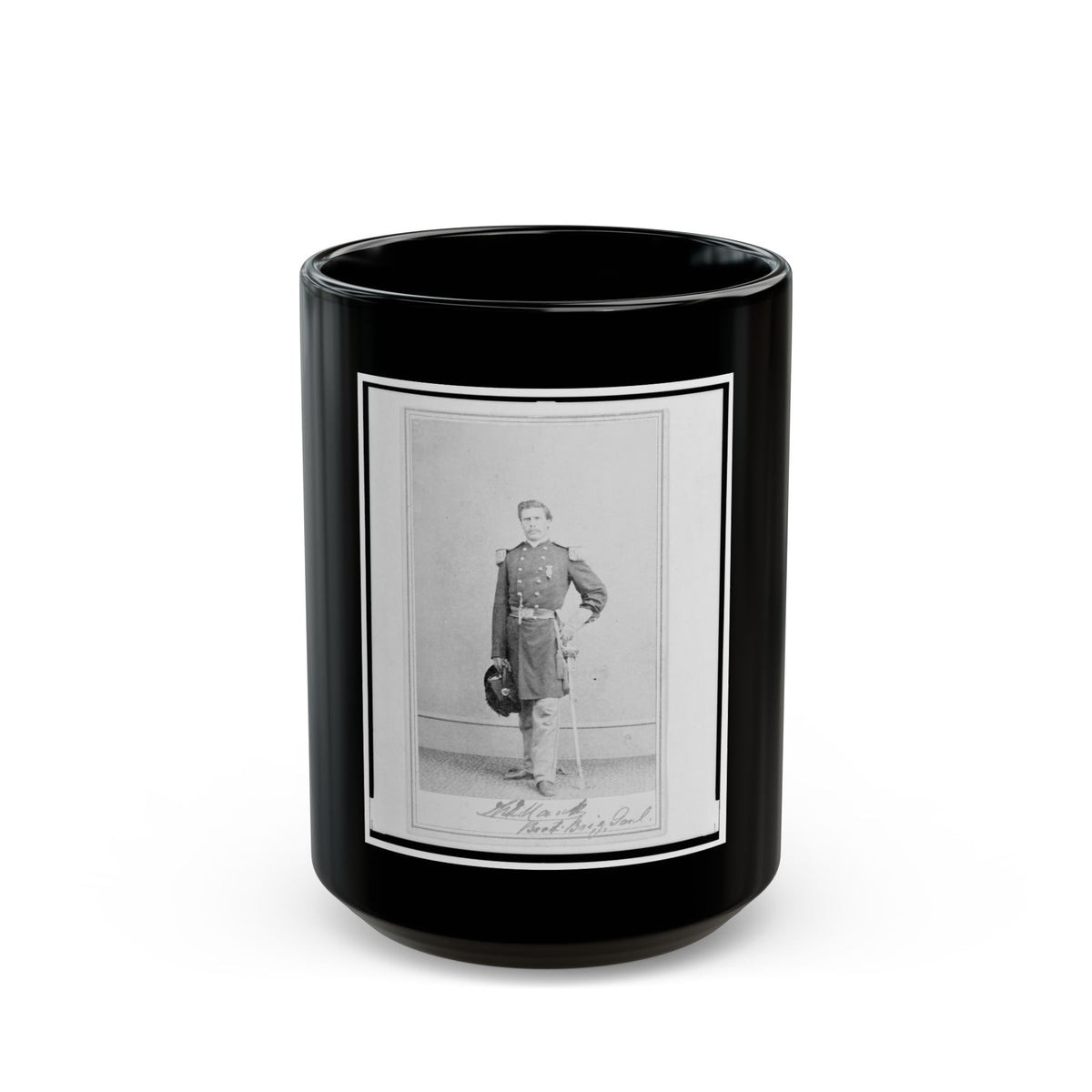 Brigadier General William G. Mank, Union Officer In The 32nd Indiana Regiment, Full-Length Portrait, Standing, Facing Front (U.S. Civil War) Black Coffee Mug