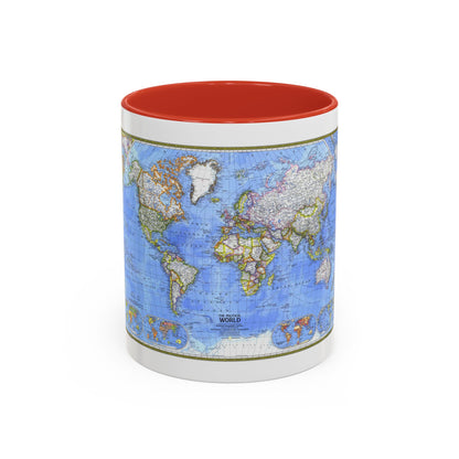 World Map - The Political World (1975) (Map) Accent Coffee Mug