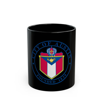 Seal of Austin TX - Black Coffee Mug