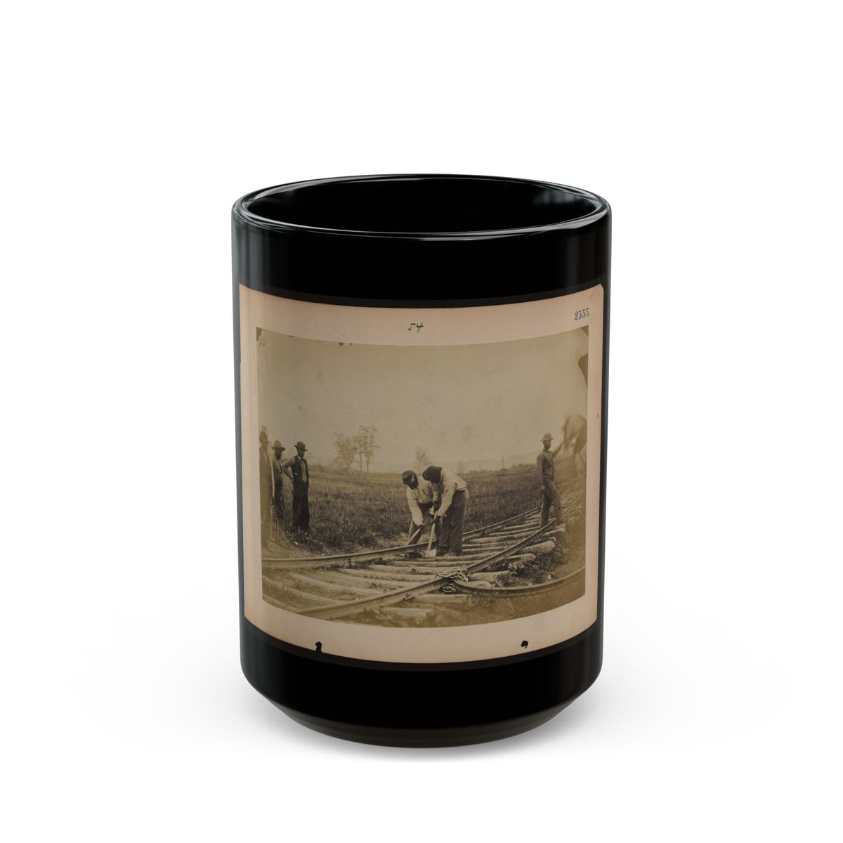 Military Railroad Operations In Northern Virginia  African American Laborers Working On Rail (U.S. Civil War) Black Coffee Mug
