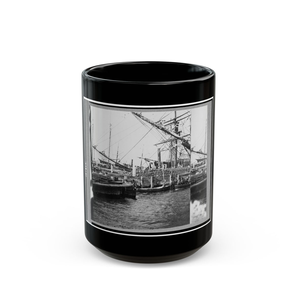 View Of Boats And Ships At Wharf, Charleston, South Carolina (U.S. Civil War) Black Coffee Mug