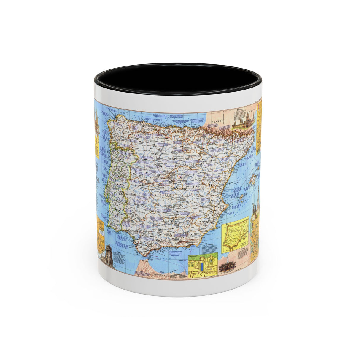 Spain and Portugal - A Traveller's Map 1 (1984) (Map) Accent Coffee Mug