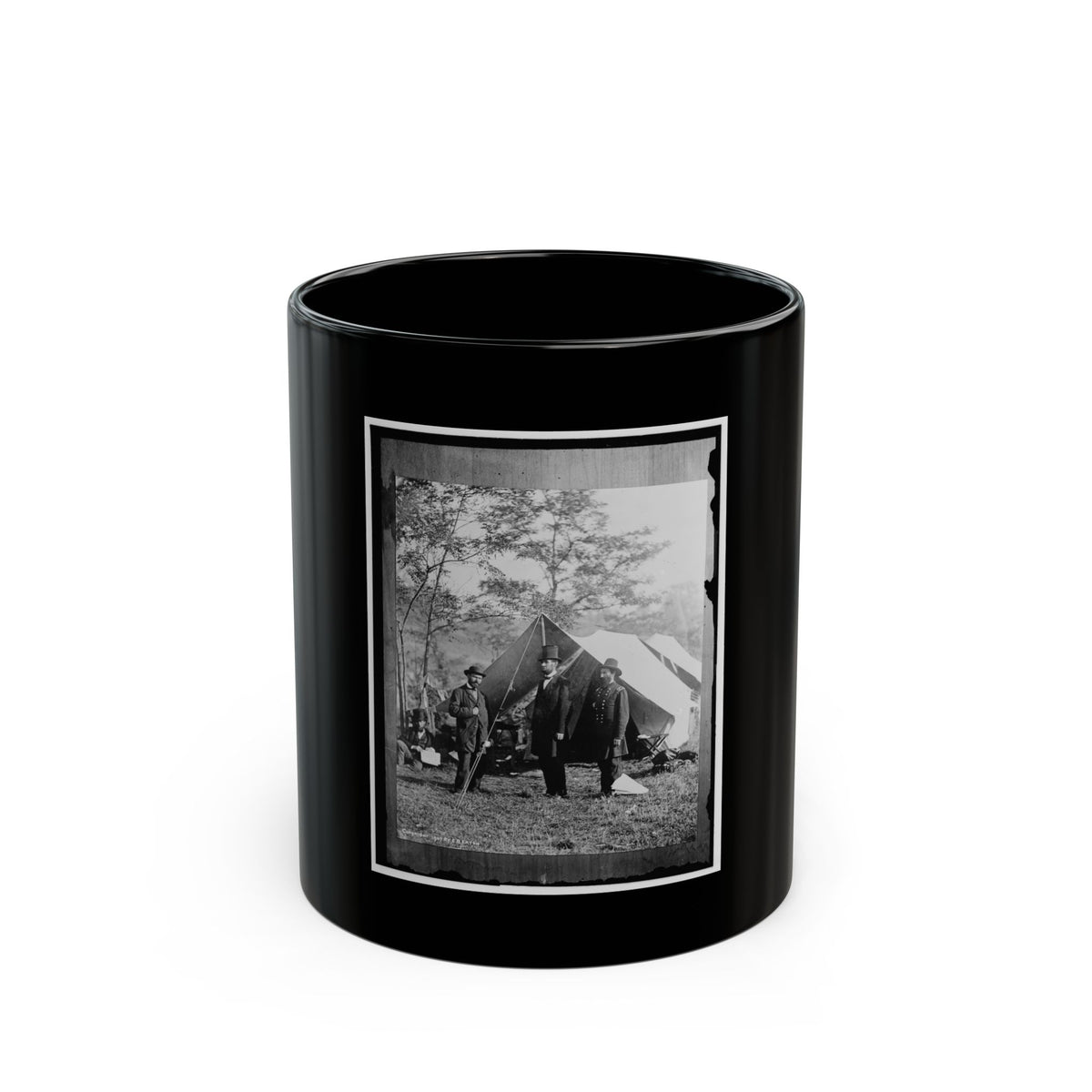 Antietam, Md. Allan Pinkerton, President Lincoln, And Maj. Gen John A. Mcclernand (U.S. Civil War) Black Coffee Mug