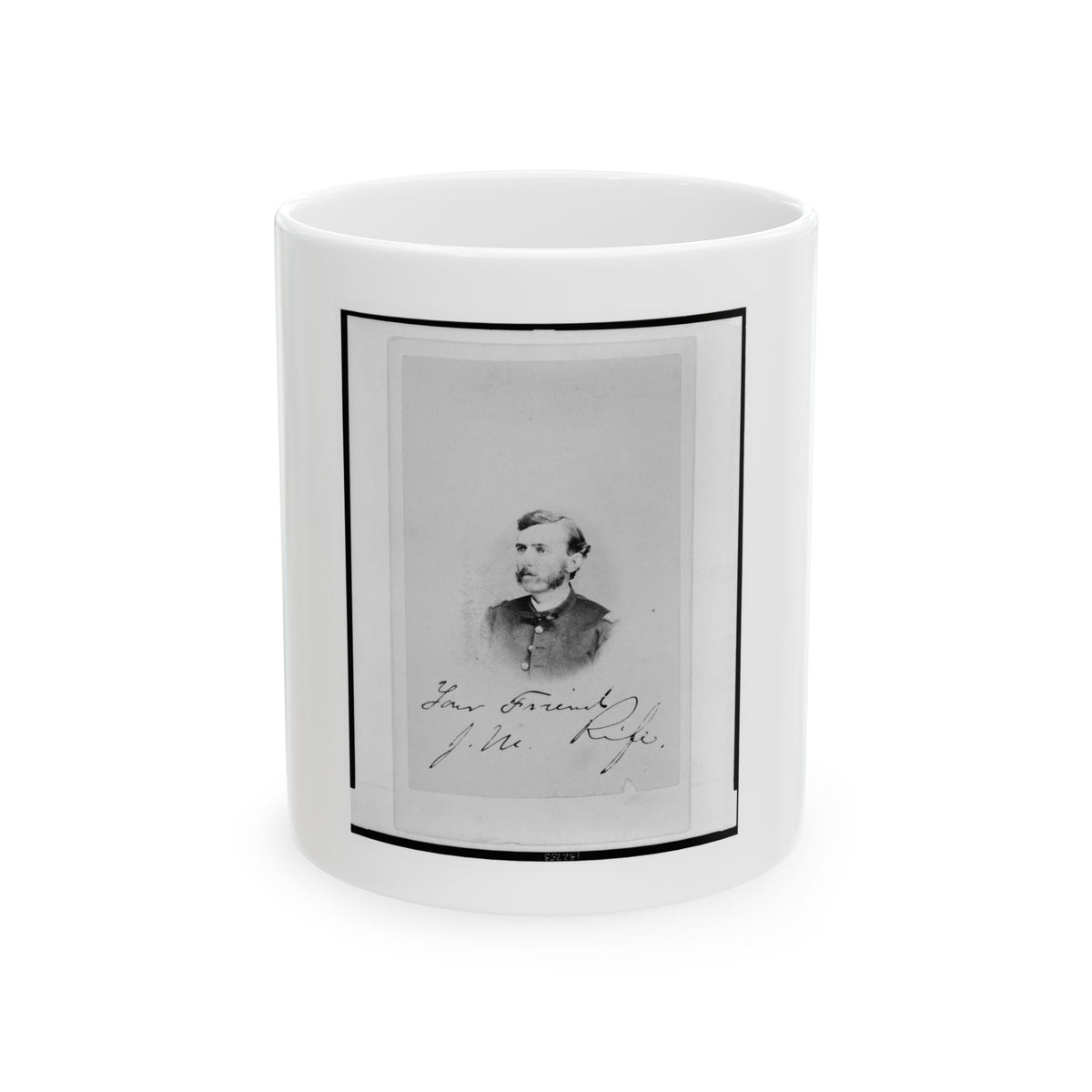 Jacob M. Rife, Captain, 7th West Virginia Cavalry, Head-And-Shoulders Portrait, Wearing Uniform, Facing Left (U.S. Civil War) White Coffee Mug