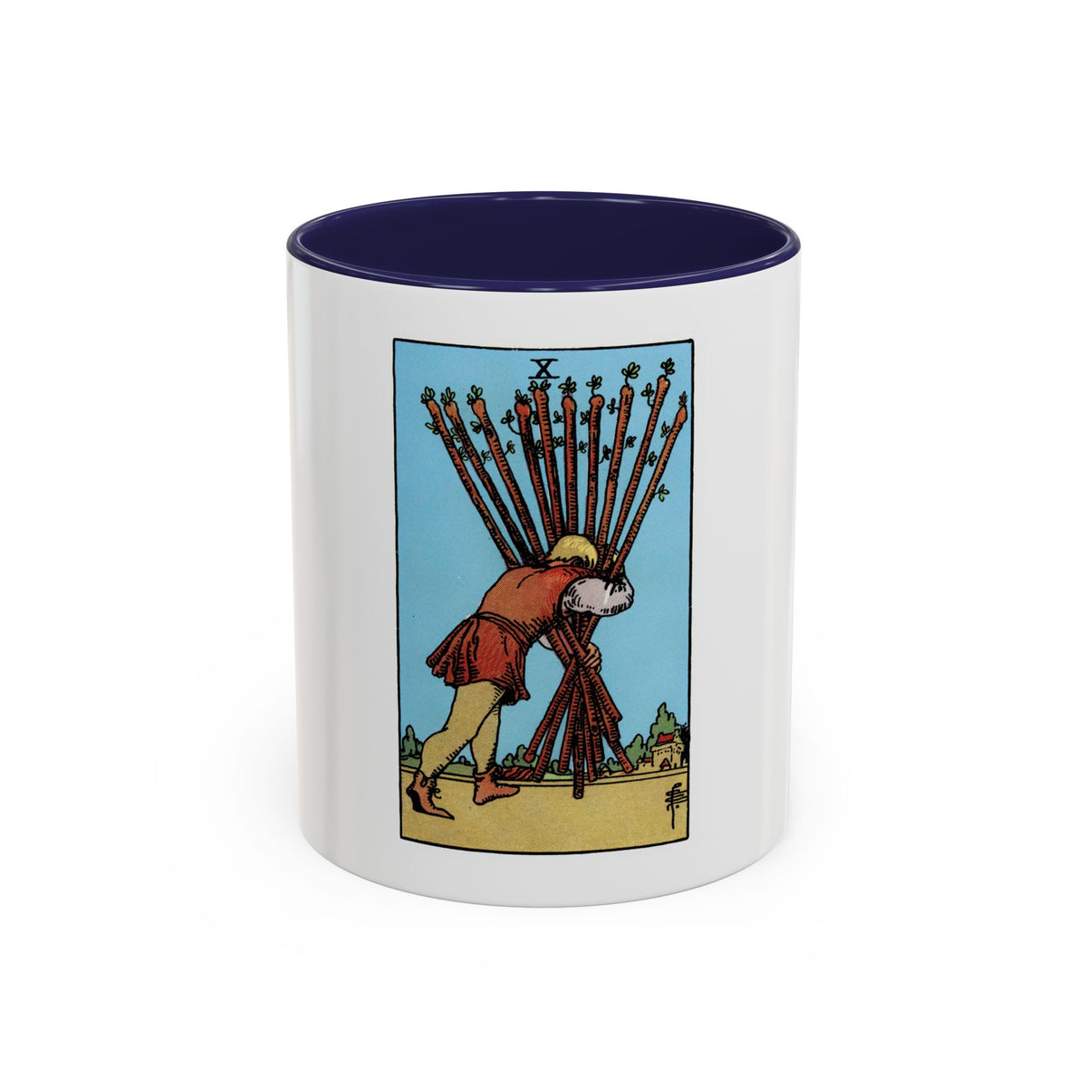The 10 of Wands (Tarot Card) Accent Coffee Mug