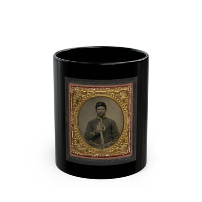 Unidentified Soldier In Union Cavalry Uniform Holding Cavalry Saber (U.S. Civil War) Black Coffee Mug