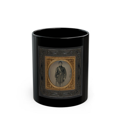 Unidentified Soldier In Union Frock Coat With Musket And Attached Sword Bayonet (U.S. Civil War) Black Coffee Mug