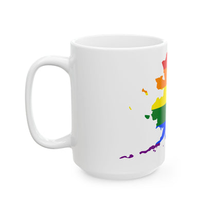 LGBT flag map of Alaska (United States) White Coffee Mug