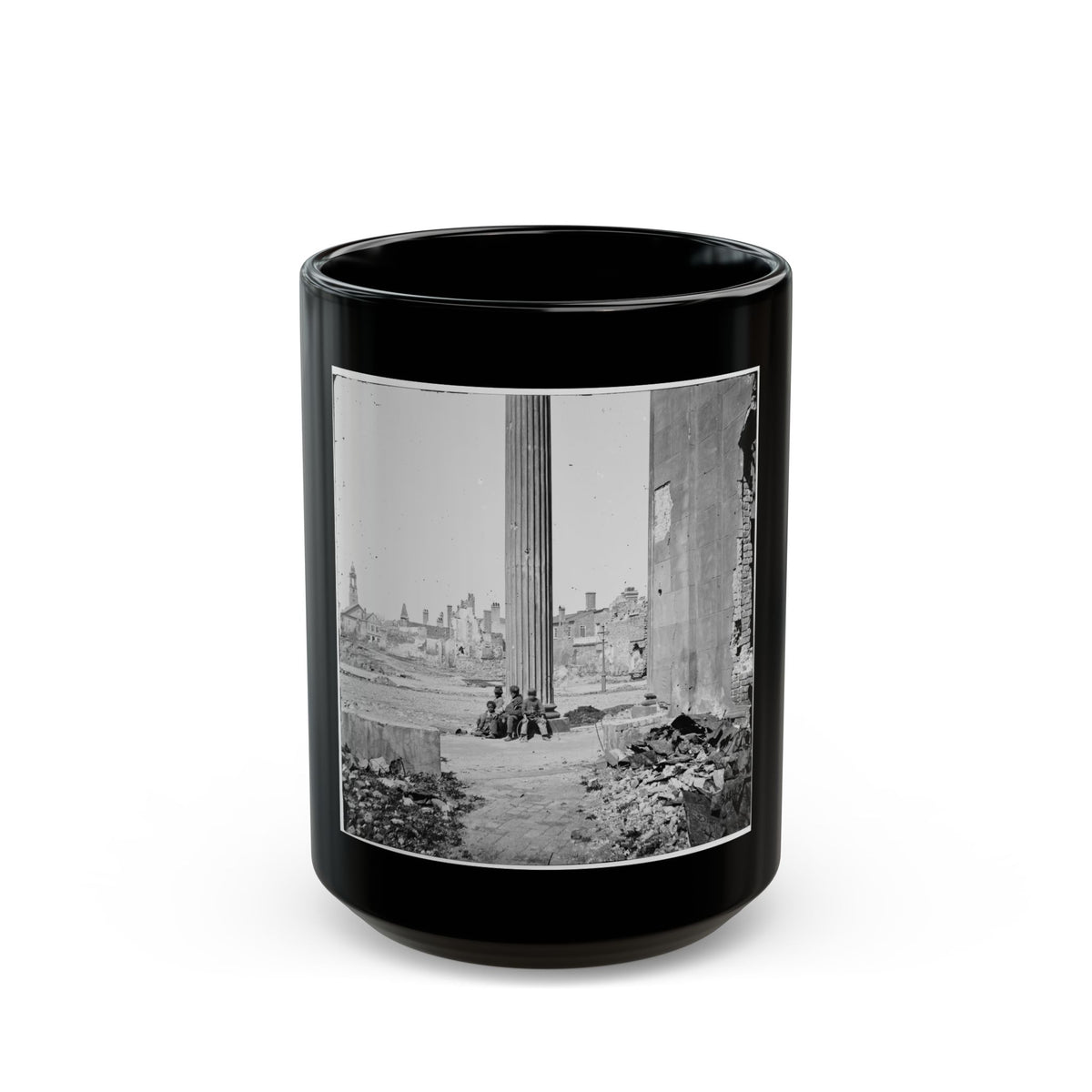 Charleston, S.C. View Of Ruined Buildings Through Porch Of The Circular Church (150 Meeting Street) (U.S. Civil War) Black Coffee Mug