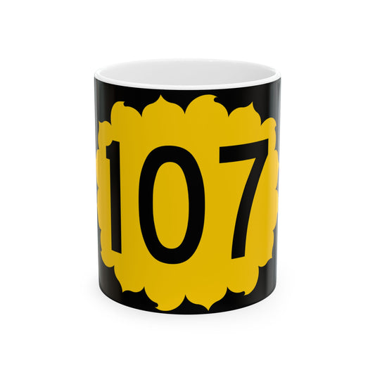 K-107 (Kansas) (Road Sign) White Coffee Mug